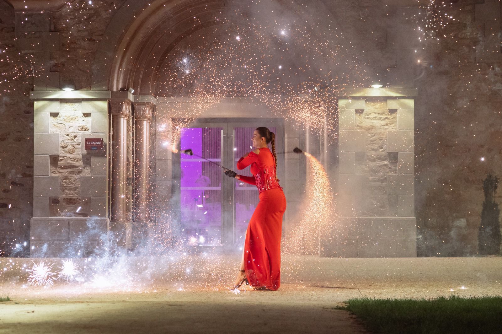 Mariage en Vendée - animation feu - Domaine de l'Abbaye de Meslay