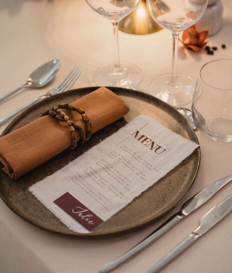 Shooting inspiration Mariage - avril 2025 - menu - Domaine de Meslay