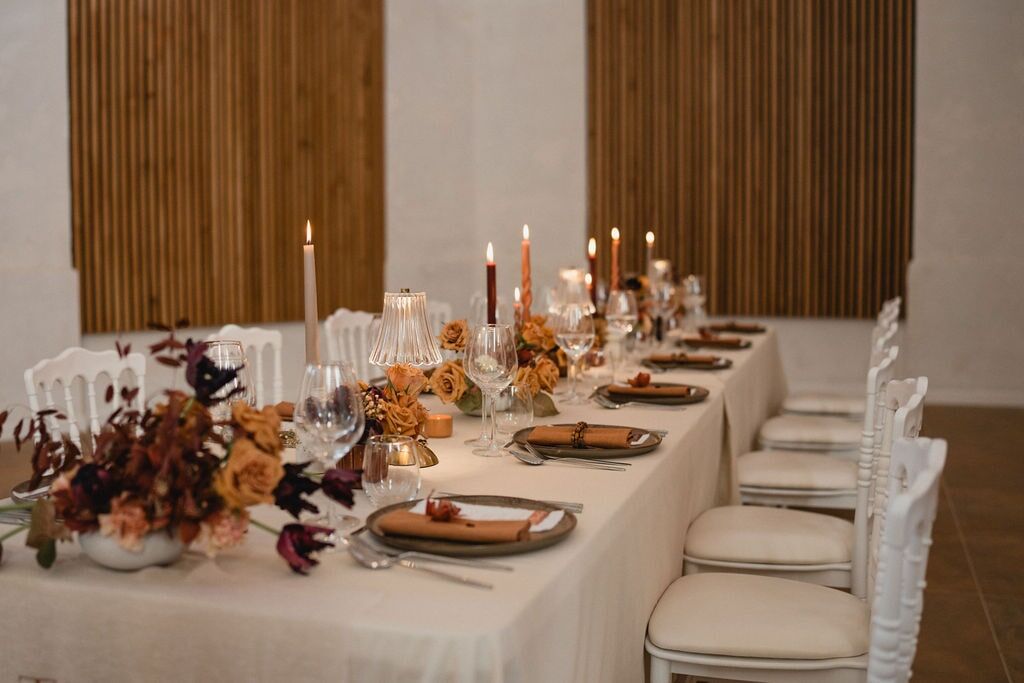 Shooting inspiration Mariage - avril 2025 - table de mariage décoration bougie - Domaine de Meslay